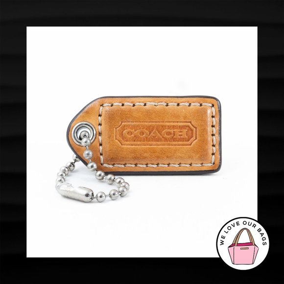 1.5" Small COACH BROWN LEATHER KEY FOB CHARM KEYCHAIN HANG TAG WRISTLET - Picture 1 of 1